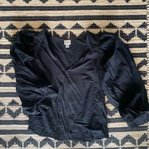 Black balloon sleeve top